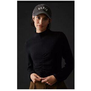 By Anthropologie Ruched Mock Neck Top
